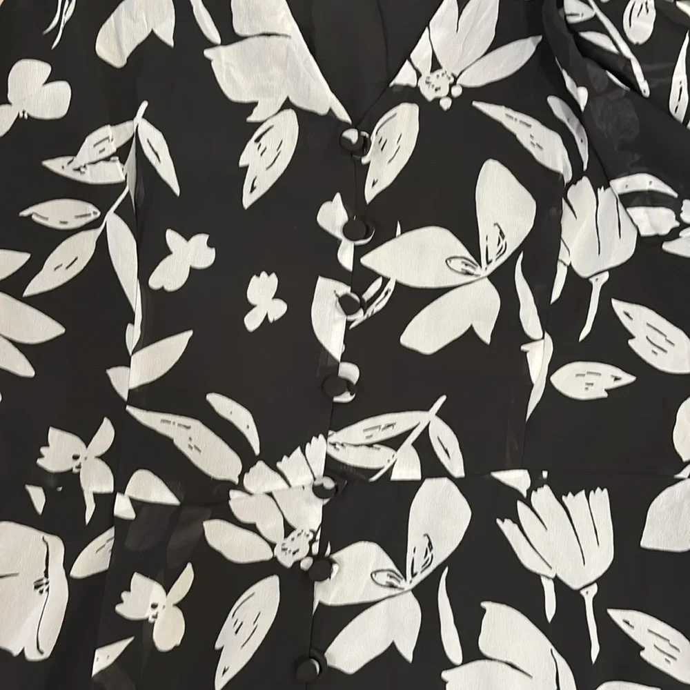 JayGodfrey Black and White Printed Josephine Chiffon Hourglass Sleeveless Sz 12‎ - Picture 8 of 14